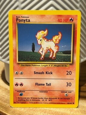 Pokemon Ponyta, Vintage Card, 1999, 96, 98, Collectible, Fan Favorite